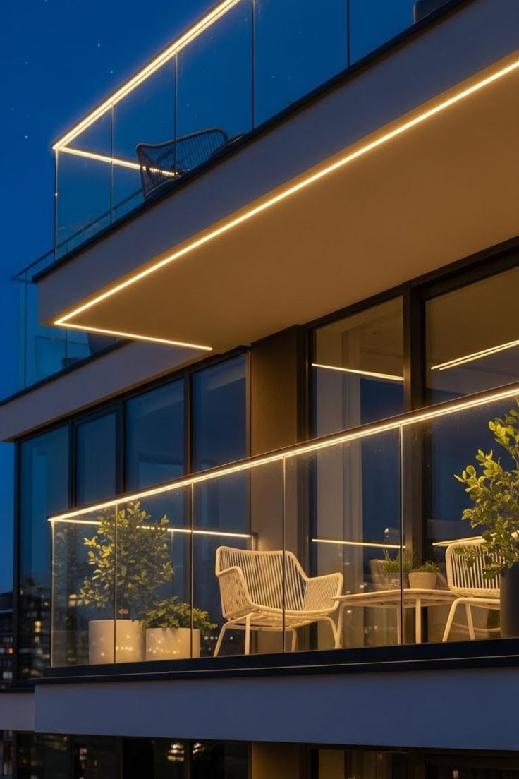 đèn led chiếu sáng kiến trúc ban công