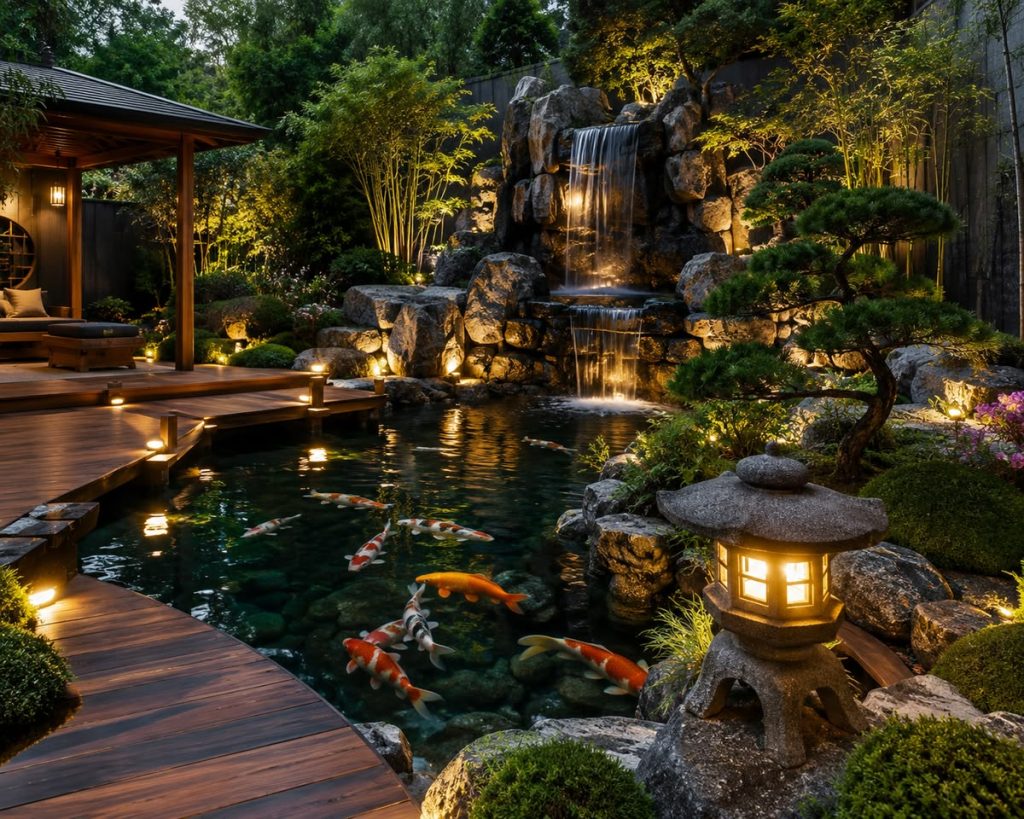 Chiếu sáng hồ Koi, tiểu cảnh
